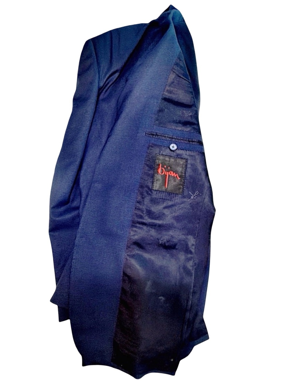 Bijan Men’s Navy Micro-Check Suit | Super 100’s Wool | Luxury Italian Tailoring - Picture 10 of 13